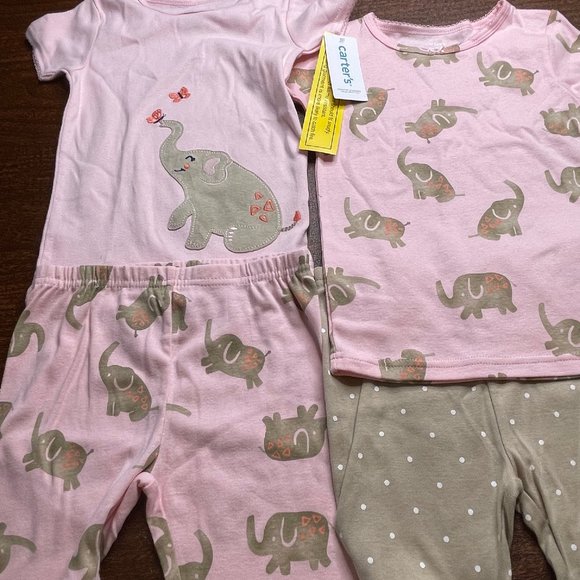 NWt 5T 5 o 4t 4 ELEPHANTs carters pajamas summer EASTER circus spring birthday - Picture 2 of 9